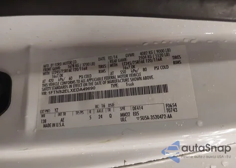 2014 Ford E-250 Commercial from USA, damaged, VIN 1FTNS2ELXEDA49690